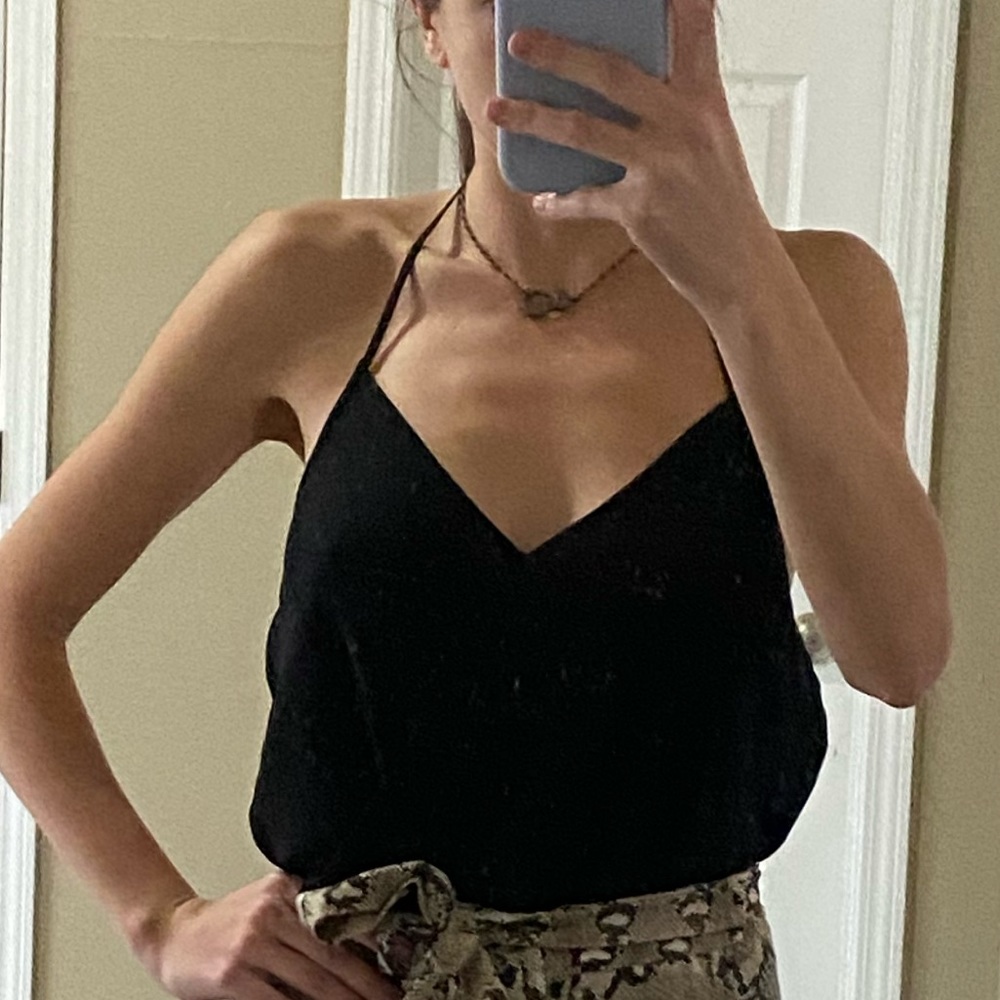 Naked Zebra black halter top with open back